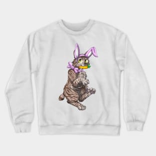 Bobtail BunnyCat: Chocolate Tabby (Pink) Crewneck Sweatshirt